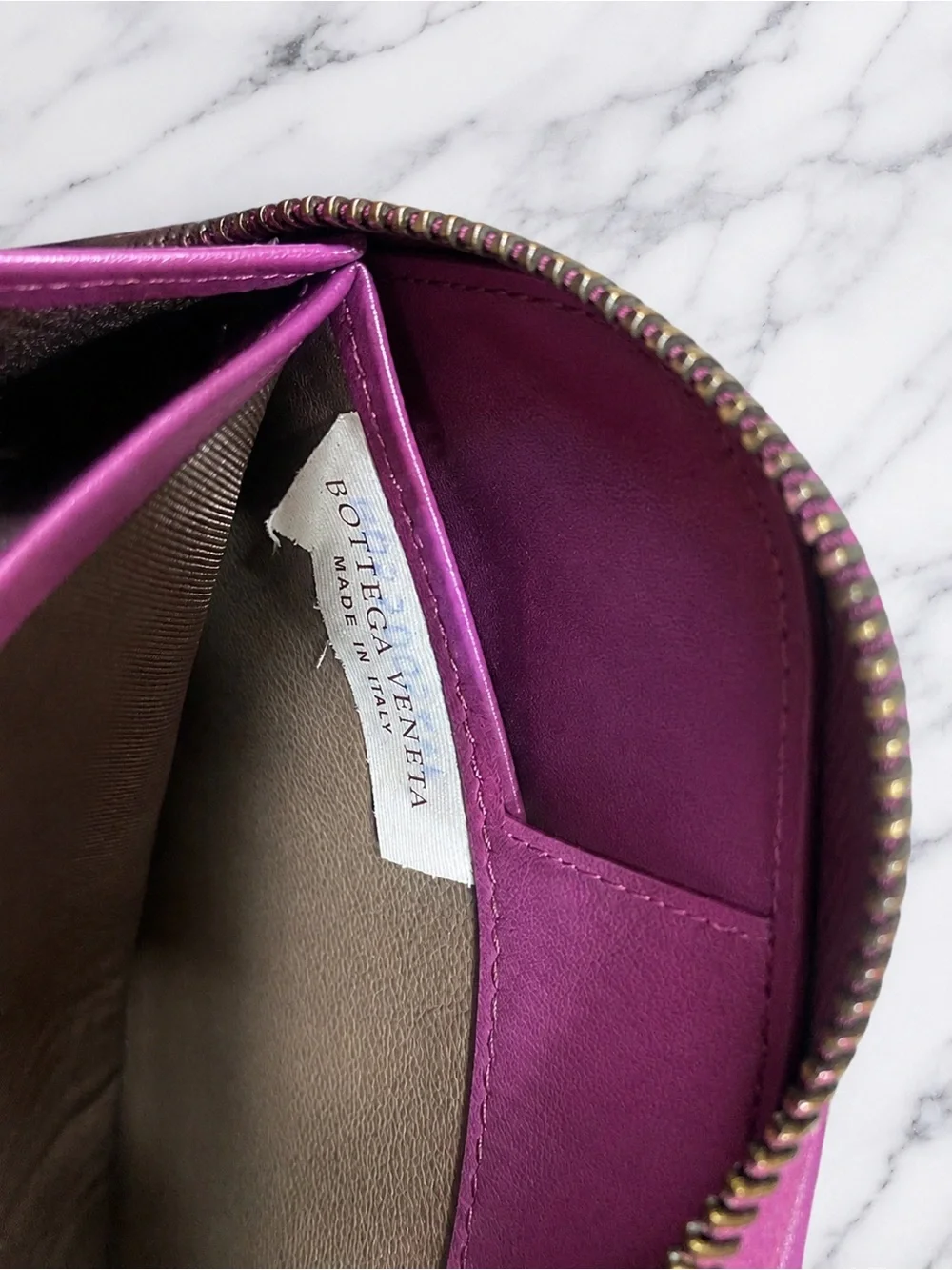 Hard to find Woven Leather Zip Wallet in Deep Plum with snake skin accent